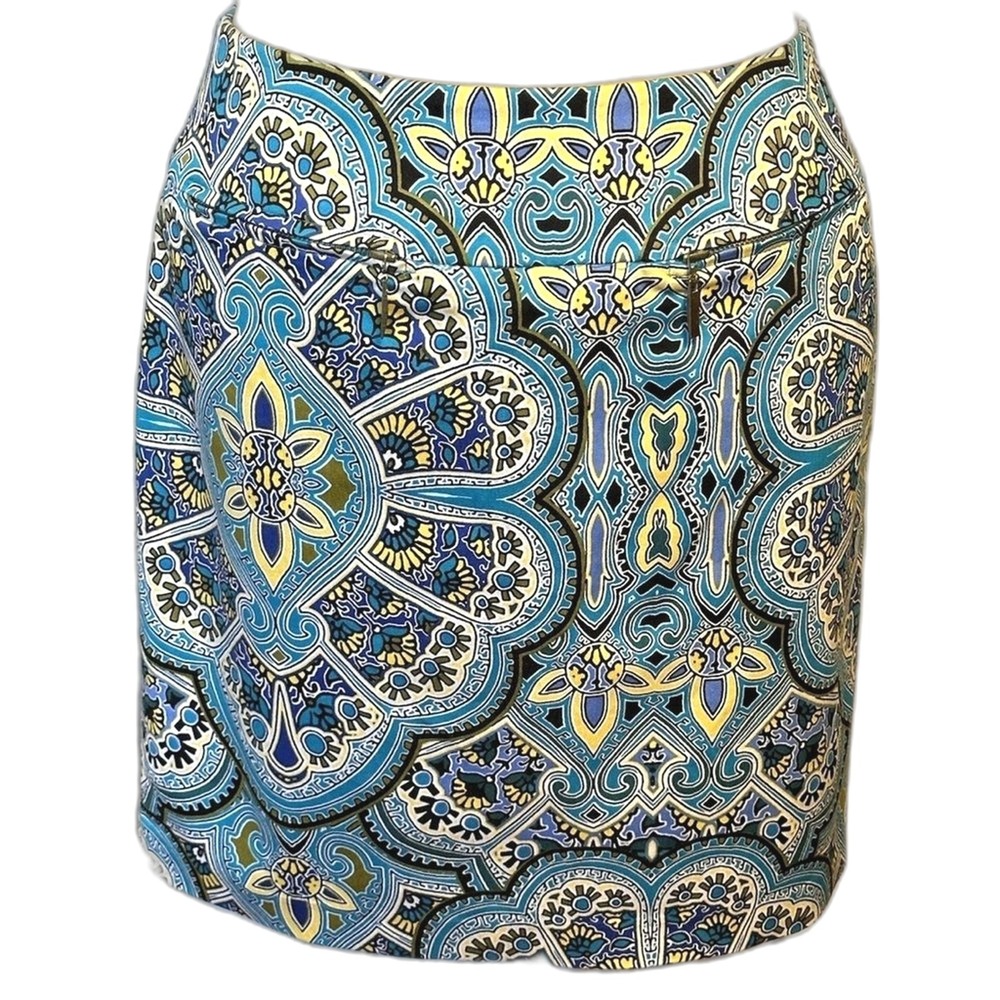 East 5th size 16 turquoise/Blue Mini Pencil Skirt medallion print Wear